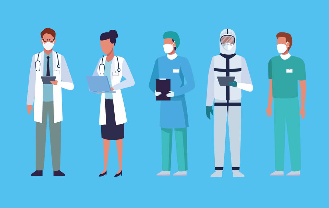 group of doctors staff wearing medical mask